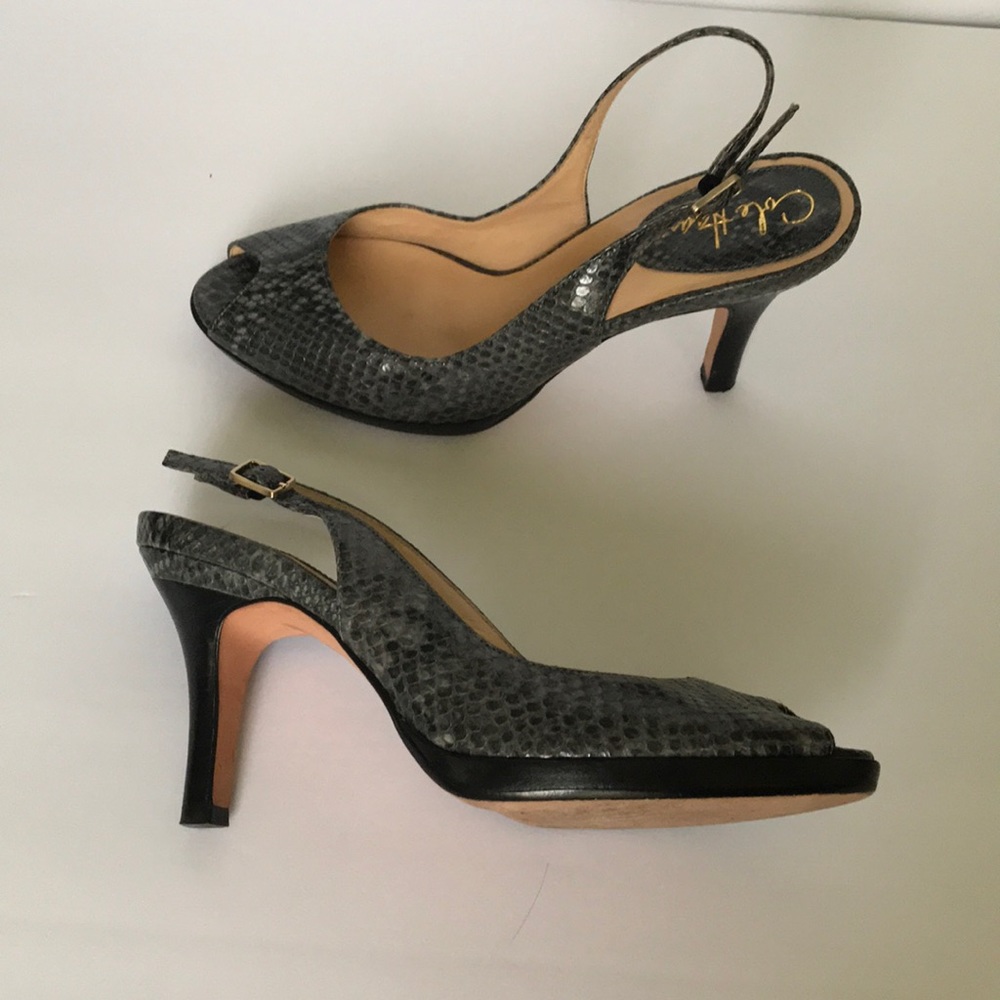 ❌SOLD❌Cole Haan Snakeskin Leather Peep Toe Heels